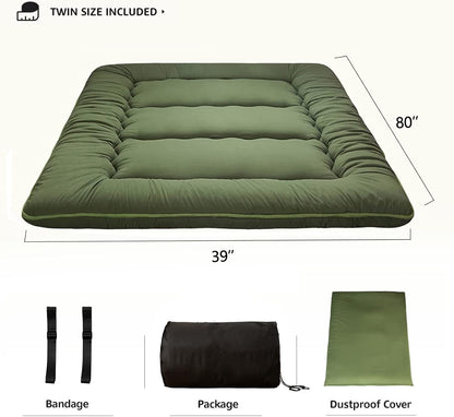 MAXYOYO Bohemian Retro Mattress Boho Floral Japanese Futon Mattress Tatami Floor Mat Foldable Portable Camping, Sleeping Pad, Lounger Couch Bed Full Size