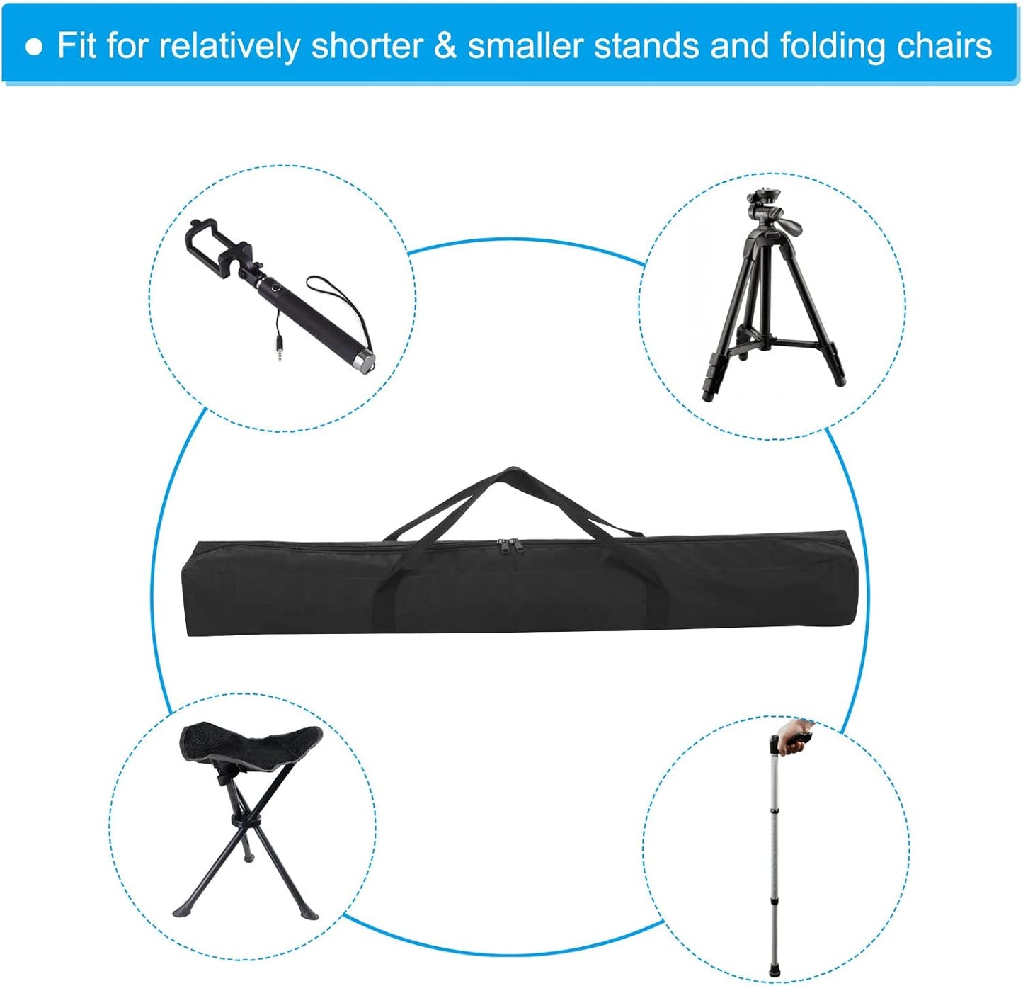 PATIKIL 25 Inch Camp Chair Replacement Bag, Nylon Foldable Carrying Bag Large Zippered Bag with Shoulder Strap for Camping Travel, Black