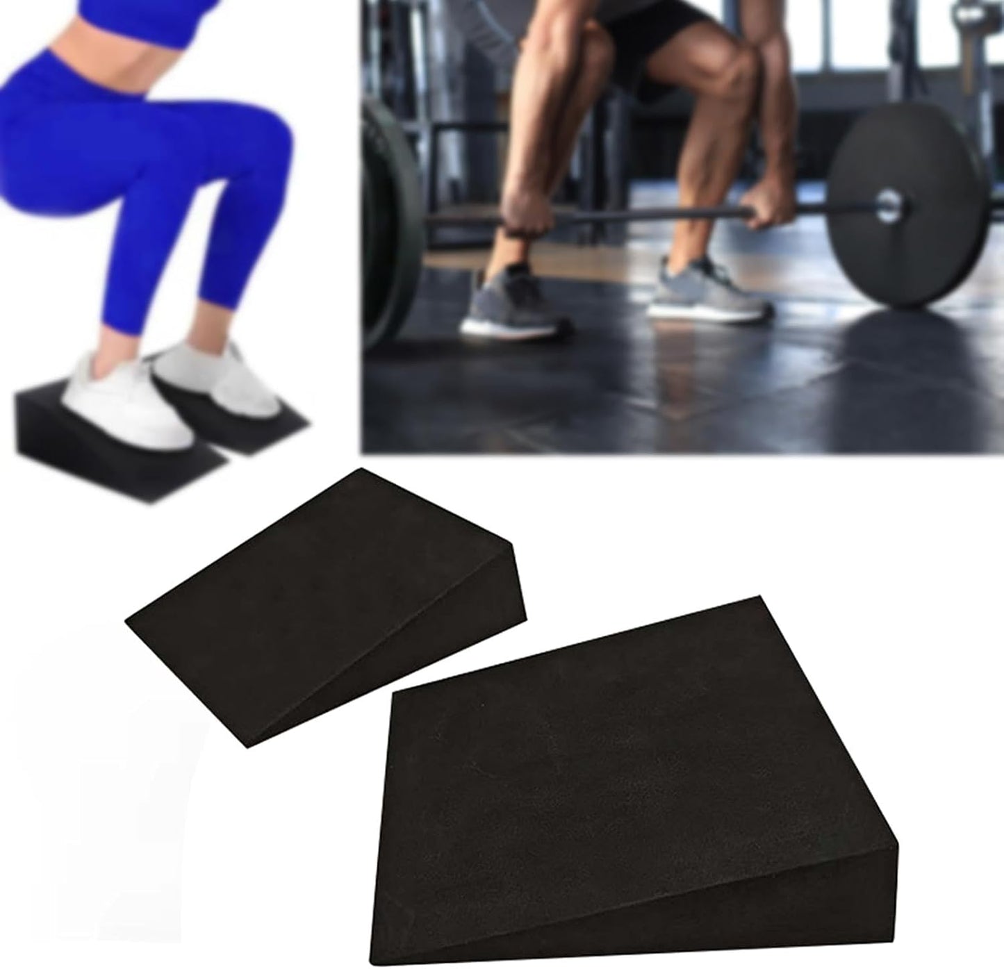 2 Pieces Squat Wedge Block Slant Board Nonslip Heel Elevated Calf Stretch Board Squat Ramp for Strength Yoga Wrist Support
