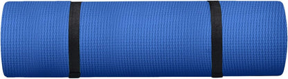 generic Thick Yoga Mat 1/5 Inch Thick Non Slip High Density Anti-Tear Exercise Mat with Carrying Strap Large Yoga Mat for Pilates, Workouts, Fitness, Gym, Floor, Stretching, Home Yoga, Blue