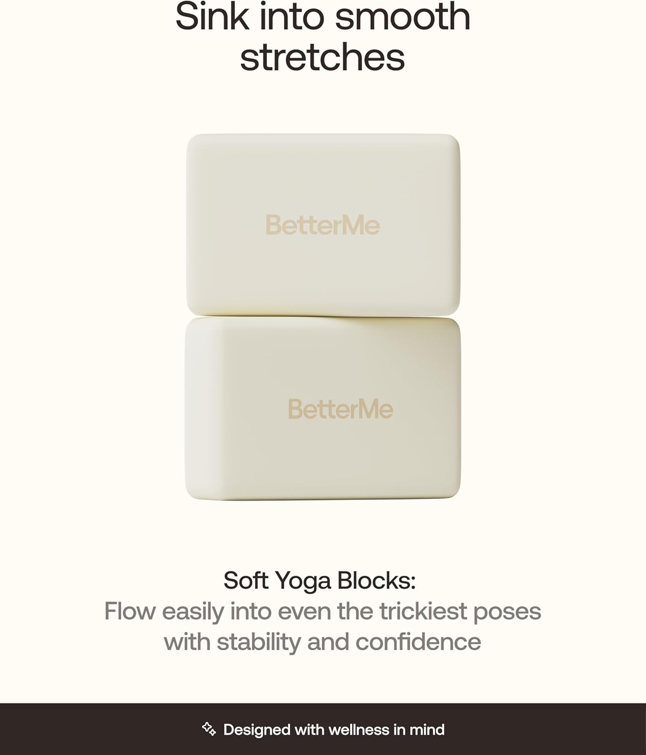BetterMe Yoga Blocks Set of 2 – High Density Foam Yoga Blocks for Stretching, Pilates & Workouts – Lightweight Non-Slip Exercise Blocks for Flexibility & Balance