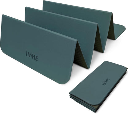 Foldable Yoga Mat 0.32 inches Thick(8mm), SGS Certified POE Material, Non Slip, 71 x 24 inches, Foldable for Travel, Pilates, Camping, Environmental Sports Mat, Odorless