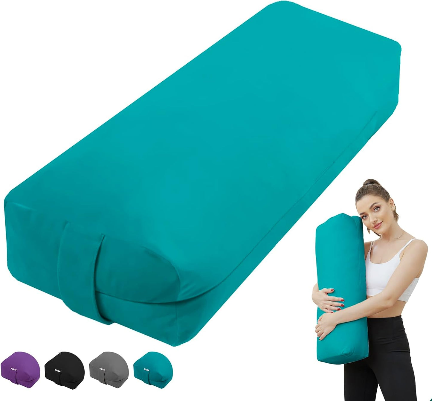 Rectangular Yoga Bolster Pillow, Meditation Pillow for Yin & Restorative Yoga, Filled with Wasted Sponge
