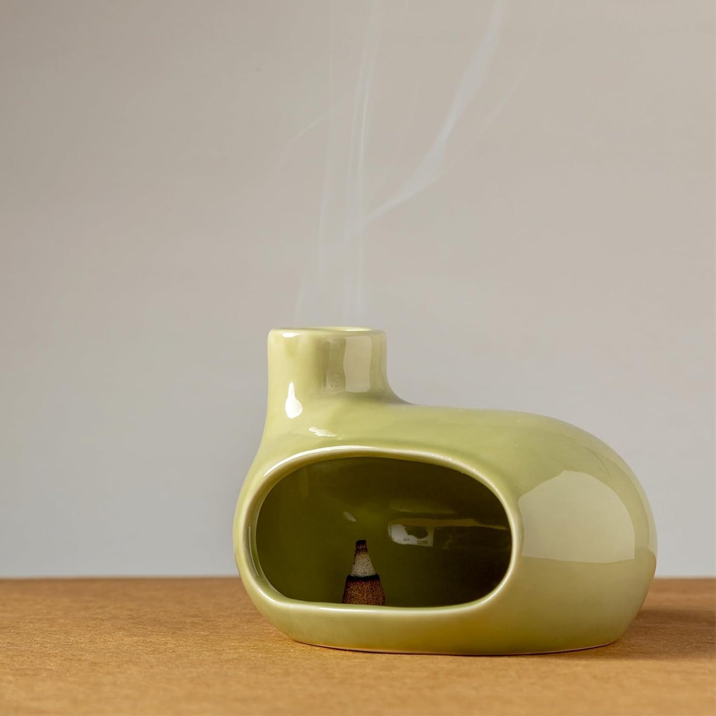 MOUGIGI Terracotta Palo Santo Holder - Modern Chiminea Incense Burner for Yoga, Meditation, and Energy Cleansing - Wood Sticks Dish, Sage Ash Catcher, Smudge Bowl, Cone Burner - Unique Meditation Gift