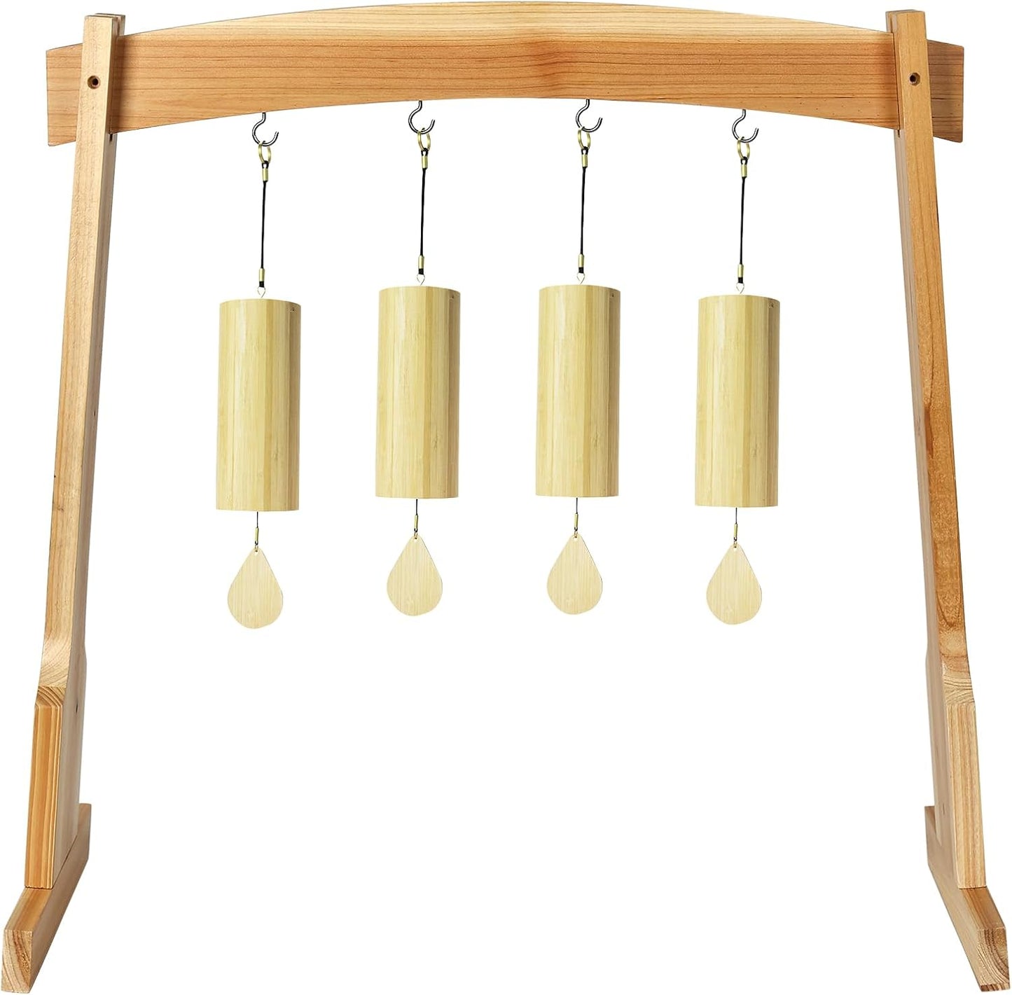 14" Gong Stands, Wind Chimes Wood Stand with Base for 1 Gong or 4 Chimes, Light & Portable Multipurpose Stand, Easy Assembly for Sound Healing, Meditation, Yoga