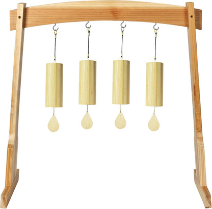14" Gong Stands, Wind Chimes Wood Stand with Base for 1 Gong or 4 Chimes, Light & Portable Multipurpose Stand, Easy Assembly for Sound Healing, Meditation, Yoga