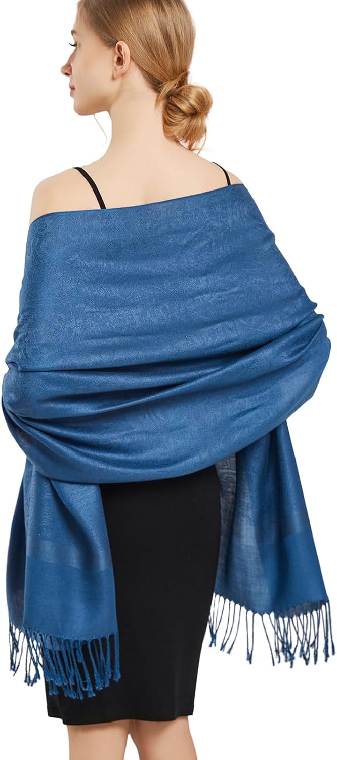vimate Silky Paisley Pashmina Shawl Scarf-Women's Soft Double-side Jacquard Pashminas Wrap for Evening Dress Travel Shawl