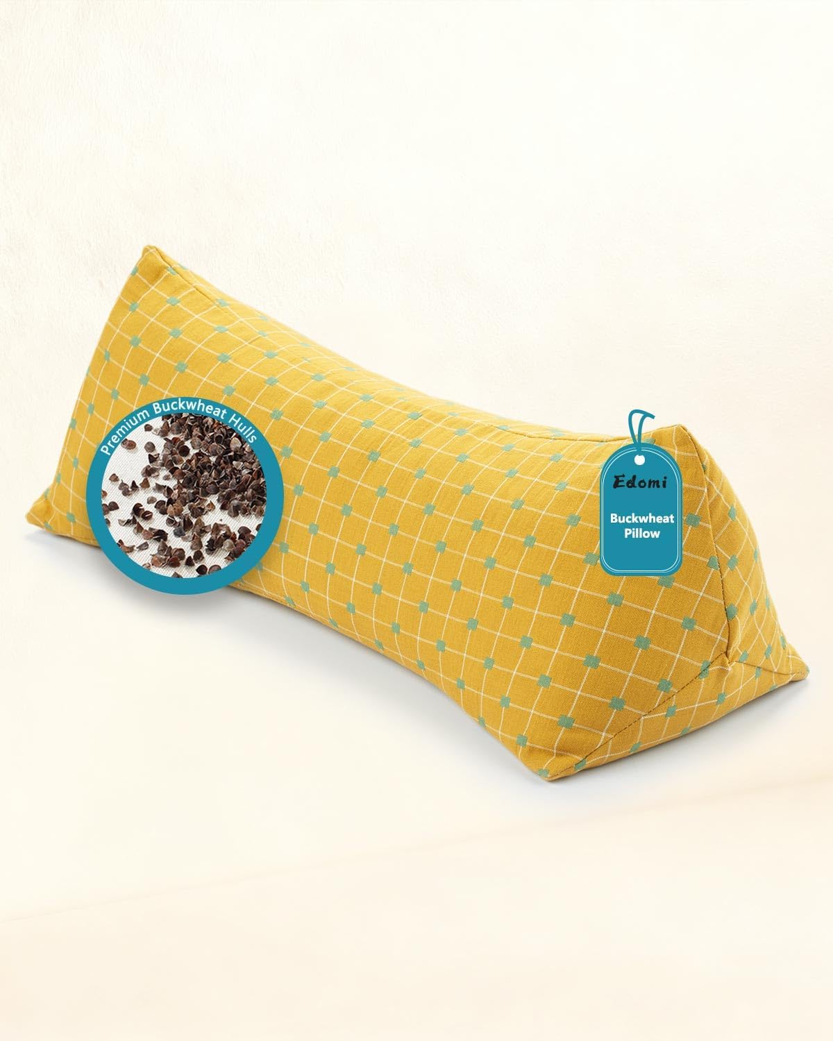 Cervical Buckwheat Roll Pillow for Sleeping,15.7"x5.9" Buckwheat Hulls Pillows Filling, Triangle Pillow for Neck Support Yoga Bolster, Adjustable Fill for Neck Pain Relief,Gray