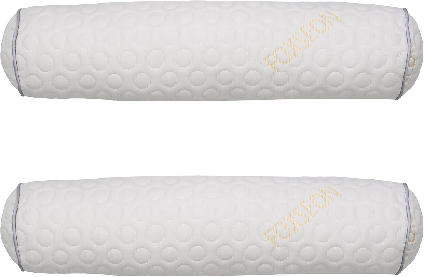 Cylindrical Pillow、 Fillable Porous Fiber Contour Neck Pillow、 (Pack of 2, White Jacquard) 18 x 4 inches、Bolster Pillow for Bed、Legs, Back and Yoga (18x4)