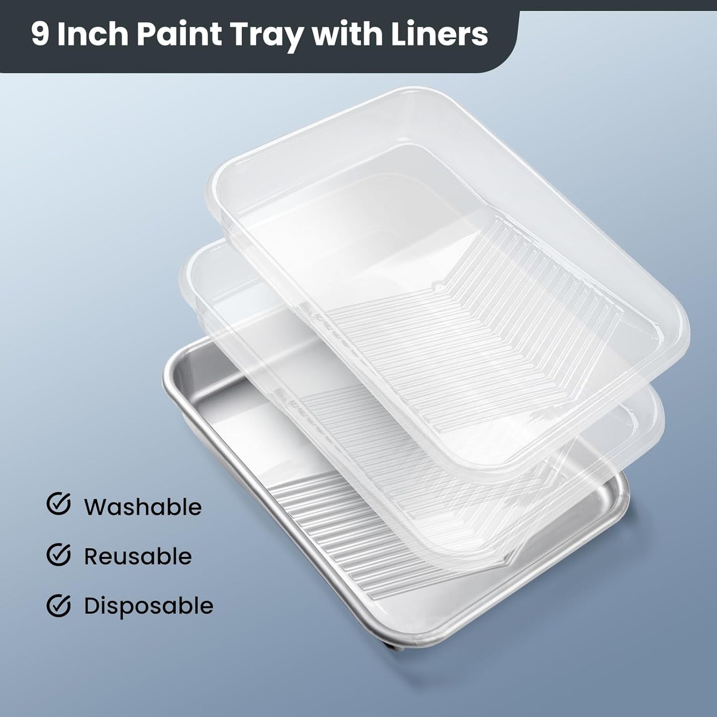 Mister Rui Paint Roller Kit, 9 Pack 6 Inch High Density Foam Paint Roller, Paint Tray with Liner, Mini Paint Rollers for Painting Walls, Small Paint Roller Tray Set