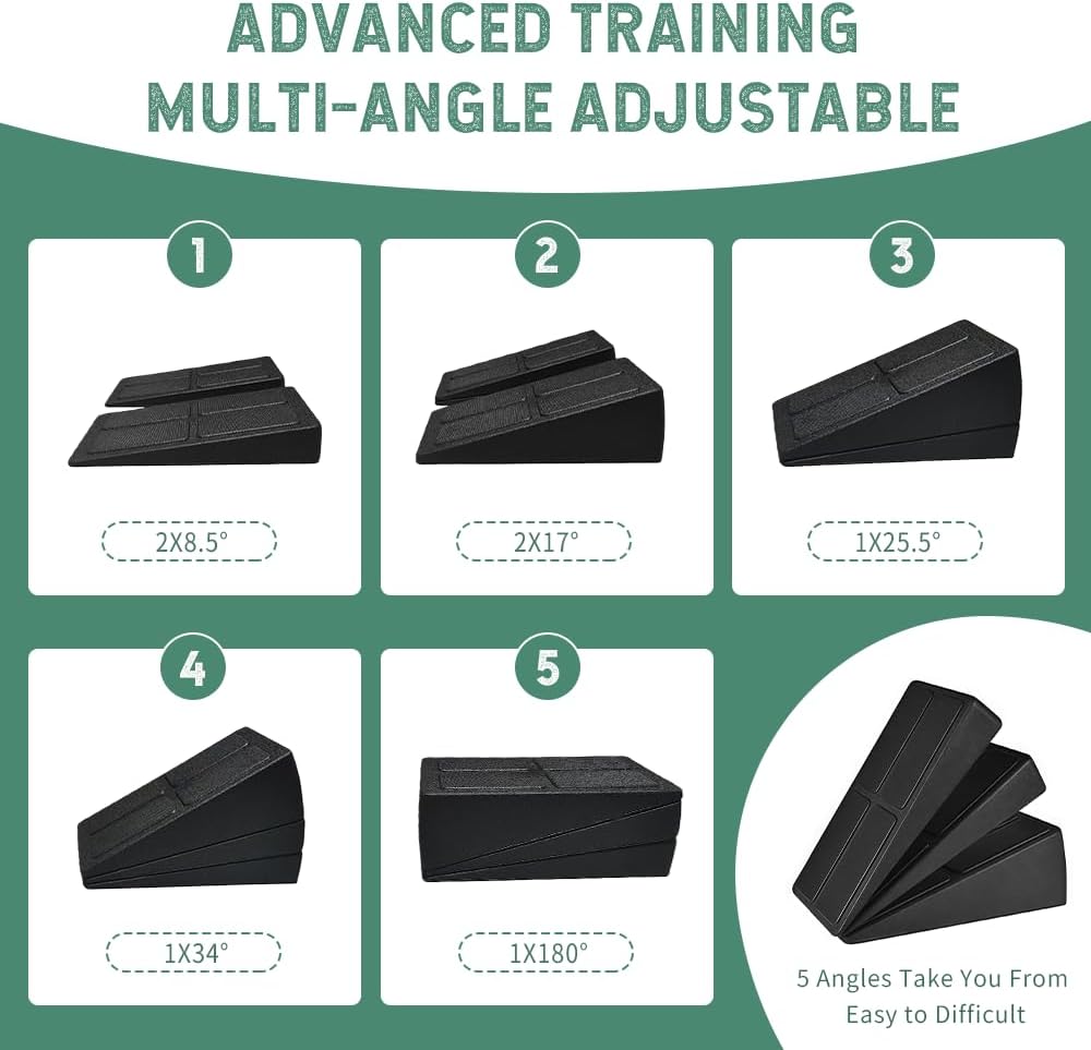 Foam Slant Board Squat Wedge, 3 Pcs Adjustable Calf & Foot Stretcher Set
