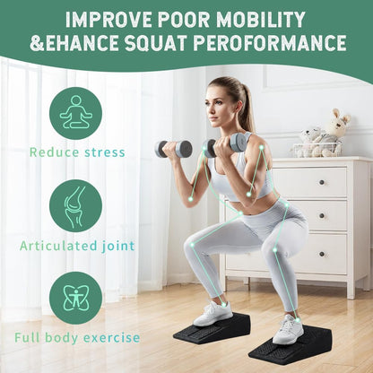 Foam Slant Board Squat Wedge, 3 Pcs Adjustable Calf & Foot Stretcher Set