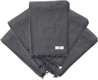 Open Road Goods Bulk Handmade Solid Color Yoga Blankets - Thick Mexican Blankets or Throws - Made for Yoga! (6 Pack, Black)