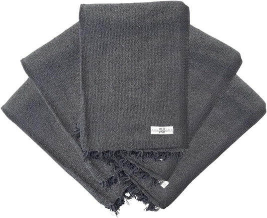 Open Road Goods Bulk Handmade Solid Color Yoga Blankets - Thick Mexican Blankets or Throws - Made for Yoga! (6 Pack, Black)