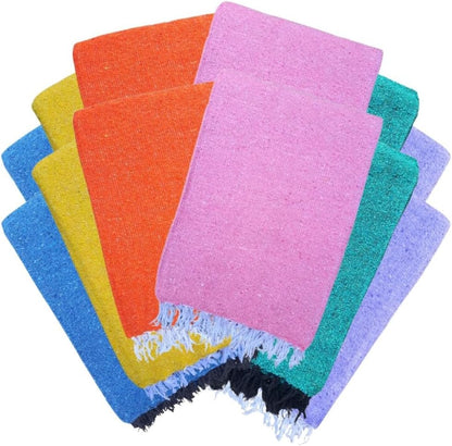 Open Road Goods Bulk Handmade Solid Color Yoga Blankets - Thick Mexican Blankets or Throws - Made for Yoga! (6 Pack, Black)