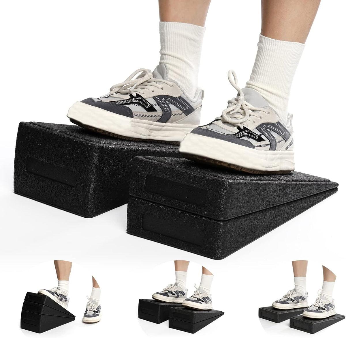 3 Pcs Slant Board for Calf Stretching, 5 Adjustable Angles Foot Stretcher Incline Board, Non-Slip Foam Squat Wedge for Physical Therapy, Home Exercise