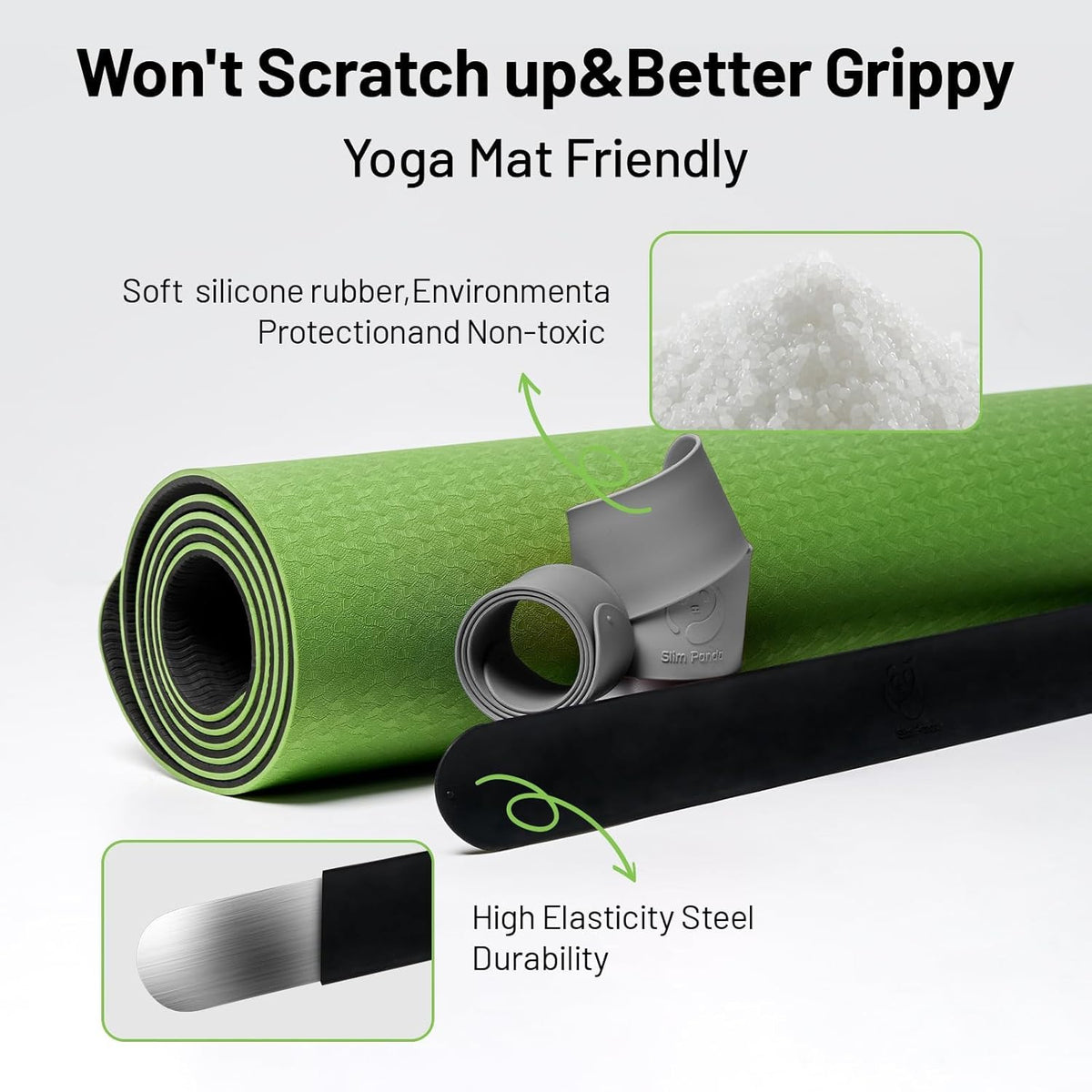 Yoga Mat Strap Slap Band, One Snap Keeps Mats Tightly Rolled, Heavy-Duty Clasp Fits Most Size Mats(24" L X 2" W)