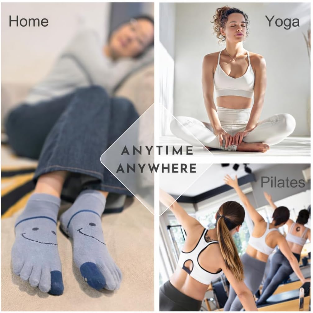 Cute Grip Toe Socks, Non-Slip Pilates Yoga & Barre Workout Socks