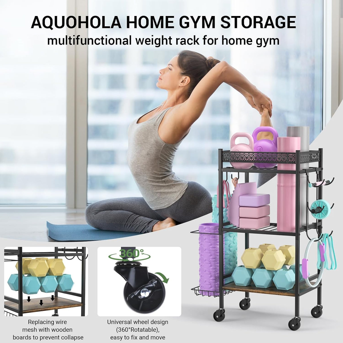 Yoga Mat Storage Racks, Home Gym Organizer, Gym Equipment Storage