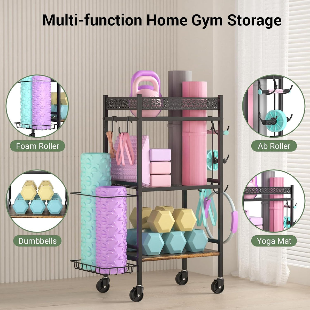 Yoga Mat Storage Racks, Home Gym Organizer, Gym Equipment Storage