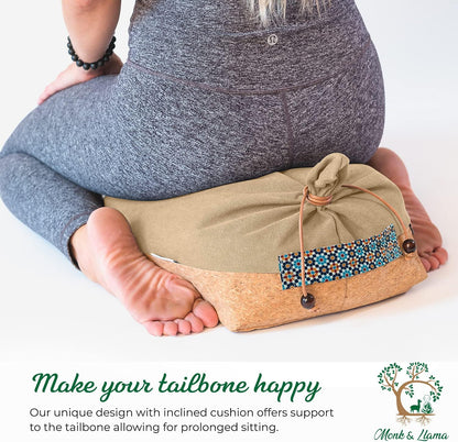 Meditation Cushion Floor Cushion for Yoga & Sitting – Zafu Pillow for Proper Posture & Spinal Alignment, Comfortable Buckwheat Support with Washable Cover for Meditation, Home & Office
