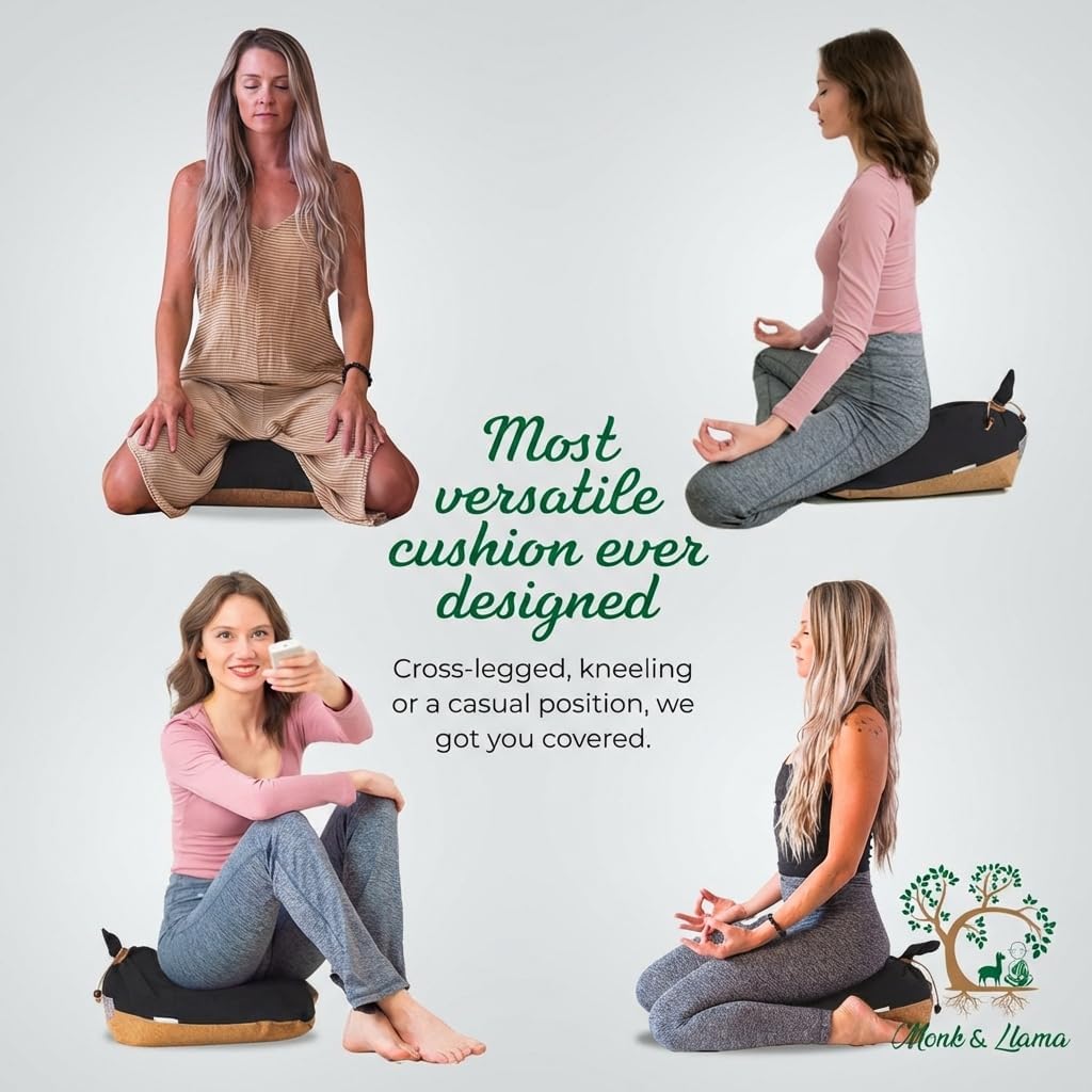 Meditation Cushion Floor Cushion for Yoga & Sitting – Zafu Pillow for Proper Posture & Spinal Alignment, Comfortable Buckwheat Support with Washable Cover for Meditation, Home & Office