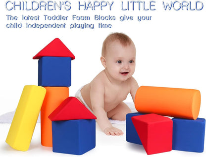 Foam Blocks for Toddlers 1-3, 5.5 inch Foam Soft Cubes for Kids, Colourful Building Blocks, Stacking Block Sets, Throwing Toys