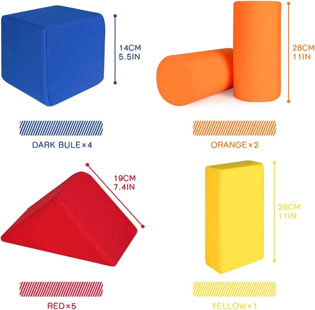 Foam Blocks for Toddlers 1-3, 5.5 inch Foam Soft Cubes for Kids, Colourful Building Blocks, Stacking Block Sets, Throwing Toys