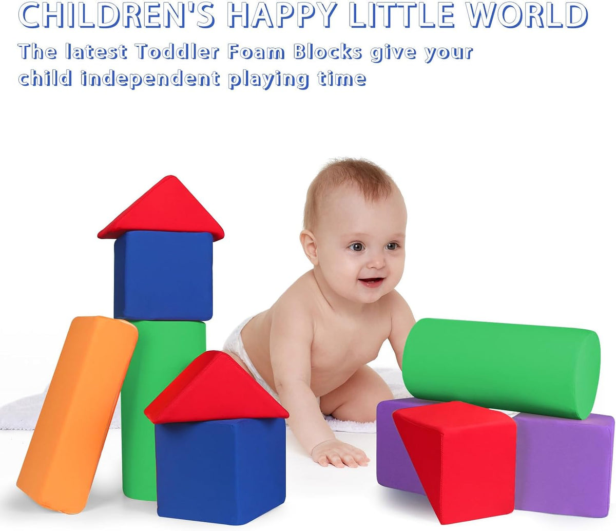 Foam Blocks for Toddlers 1-3, 5.5 inch Foam Soft Cubes for Kids, Colourful Building Blocks, Stacking Block Sets, Throwing Toys