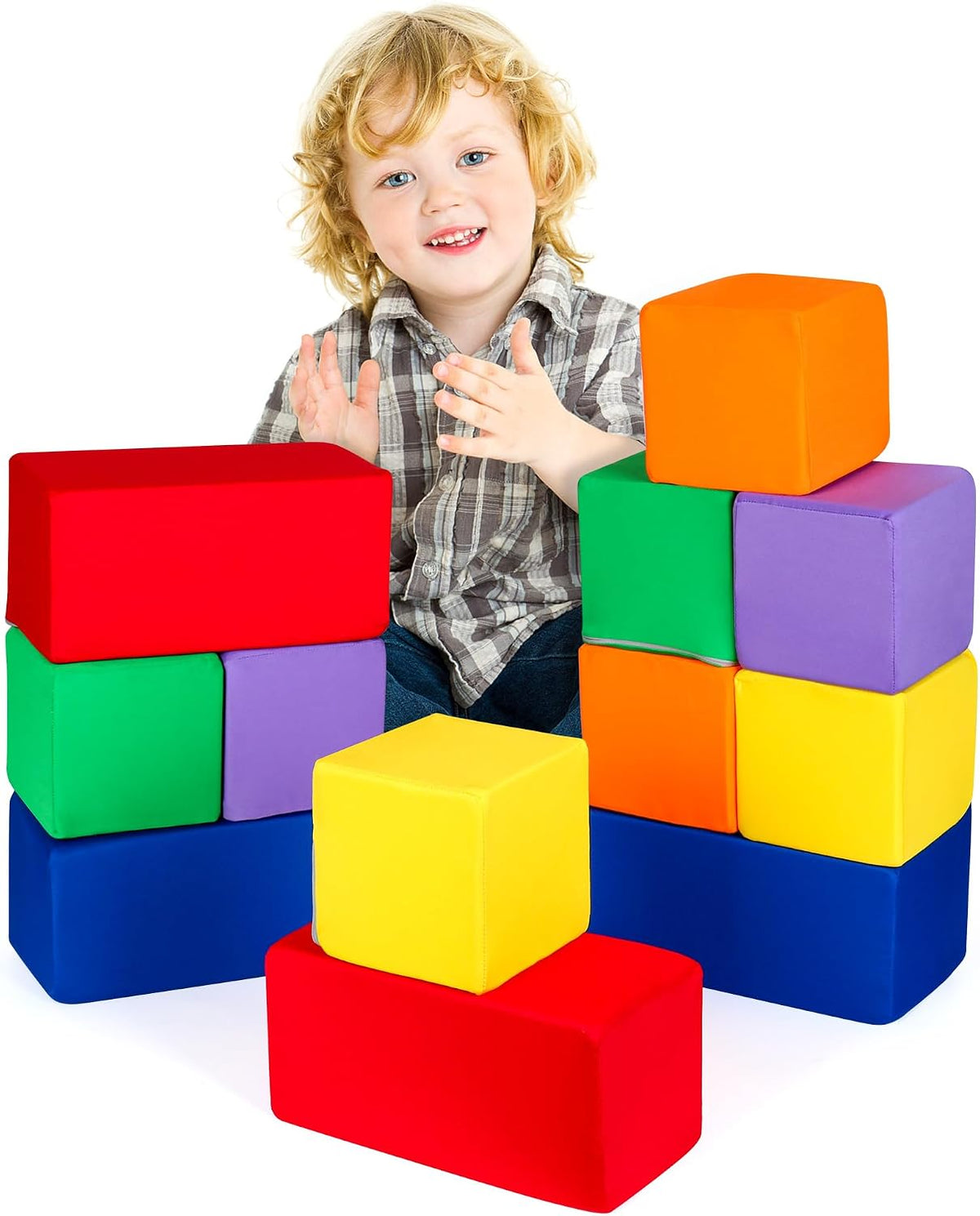 Foam Blocks for Toddlers 1-3, 5.5 inch Foam Soft Cubes for Kids, Colourful Building Blocks, Stacking Block Sets, Throwing Toys