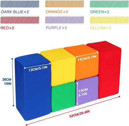 Foam Blocks for Toddlers 1-3, 5.5 inch Foam Soft Cubes for Kids, Colourful Building Blocks, Stacking Block Sets, Throwing Toys