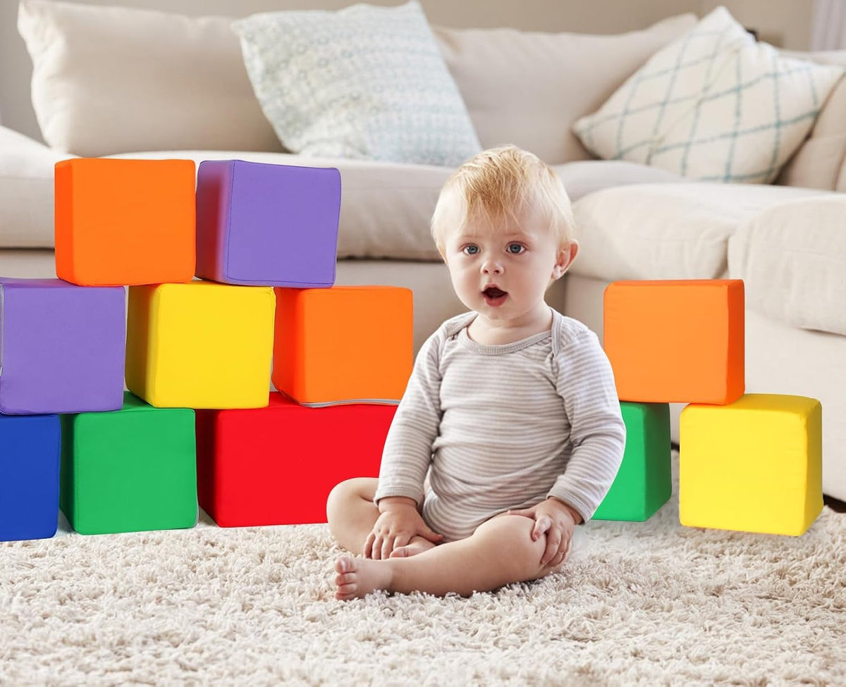 Foam Blocks for Toddlers 1-3, 5.5 inch Foam Soft Cubes for Kids, Colourful Building Blocks, Stacking Block Sets, Throwing Toys