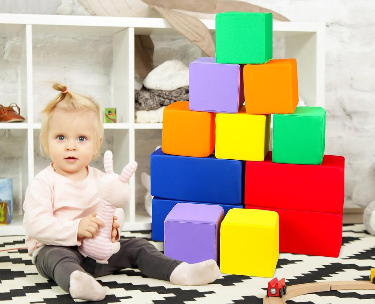 Foam Blocks for Toddlers 1-3, 5.5 inch Foam Soft Cubes for Kids, Colourful Building Blocks, Stacking Block Sets, Throwing Toys