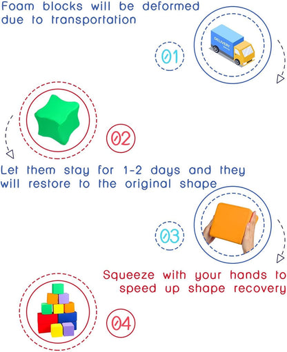 Foam Blocks for Toddlers 1-3, 5.5 inch Foam Soft Cubes for Kids, Colourful Building Blocks, Stacking Block Sets, Throwing Toys
