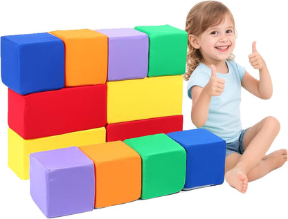 Foam Blocks for Toddlers 1-3, 5.5 inch Foam Soft Cubes for Kids, Colourful Building Blocks, Stacking Block Sets, Throwing Toys
