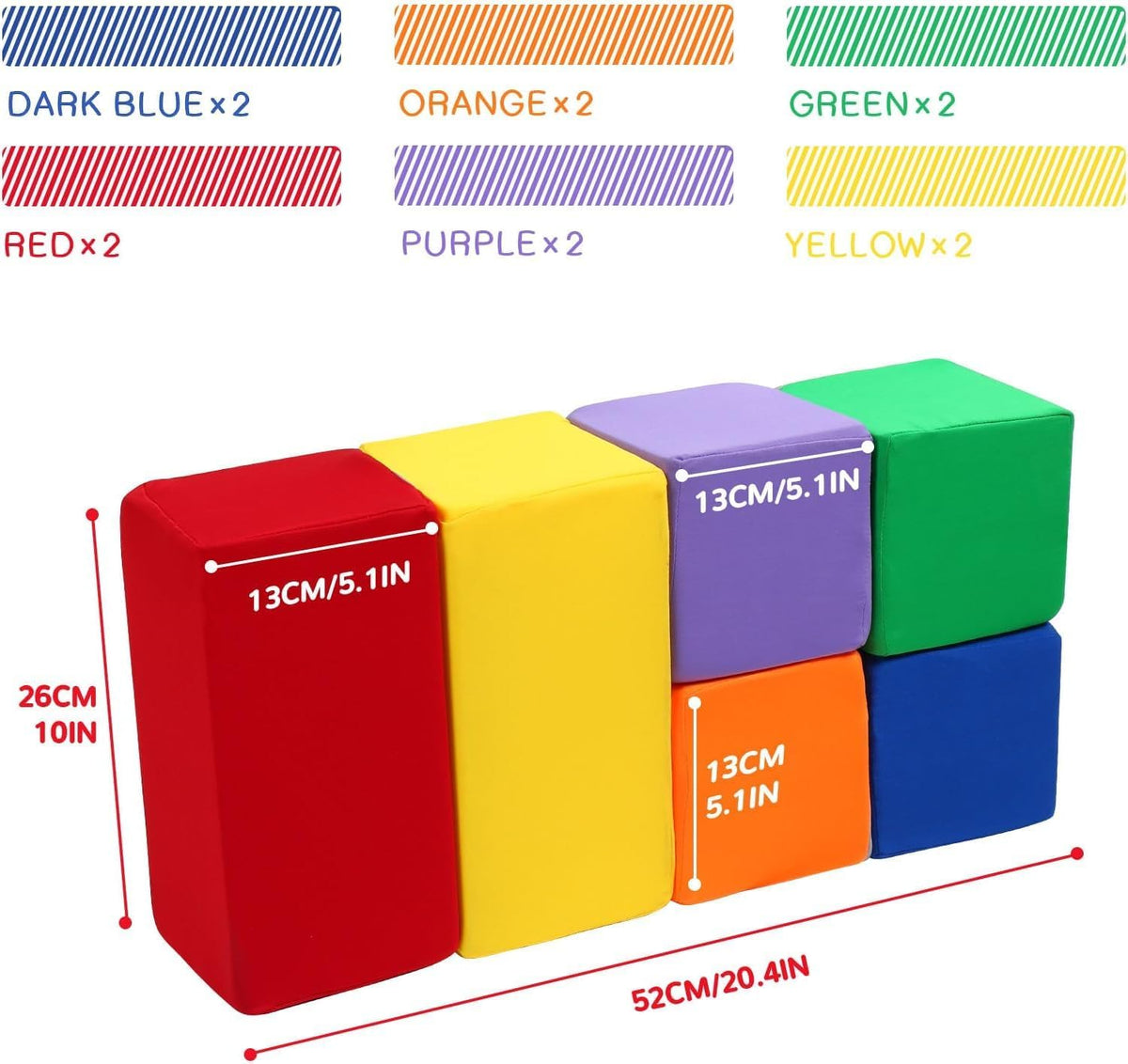 Foam Blocks for Toddlers 1-3, 5.5 inch Foam Soft Cubes for Kids, Colourful Building Blocks, Stacking Block Sets, Throwing Toys