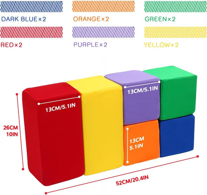 Foam Blocks for Toddlers 1-3, 5.5 inch Foam Soft Cubes for Kids, Colourful Building Blocks, Stacking Block Sets, Throwing Toys