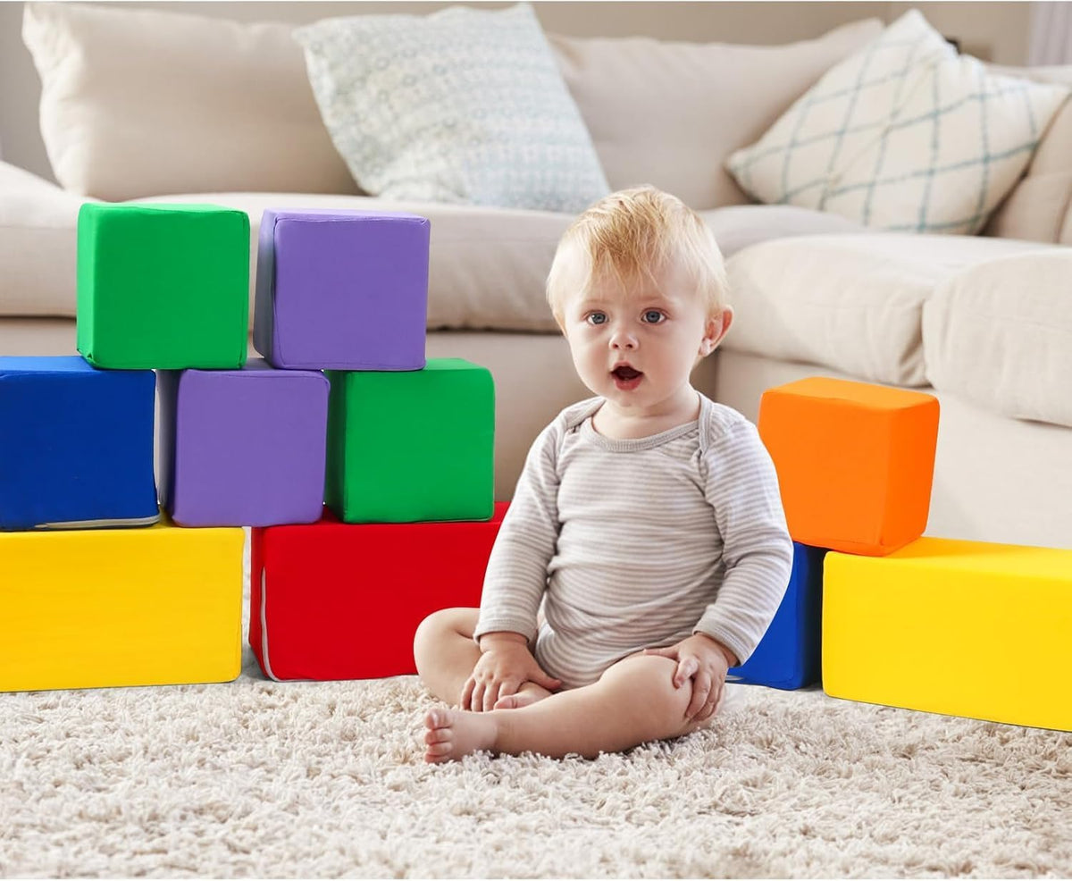Foam Blocks for Toddlers 1-3, 5.5 inch Foam Soft Cubes for Kids, Colourful Building Blocks, Stacking Block Sets, Throwing Toys
