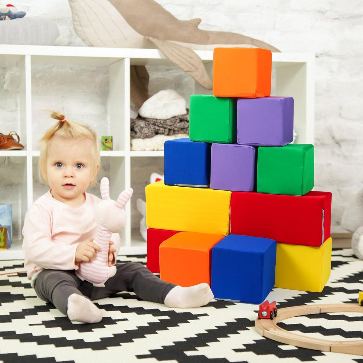 Foam Blocks for Toddlers 1-3, 5.5 inch Foam Soft Cubes for Kids, Colourful Building Blocks, Stacking Block Sets, Throwing Toys