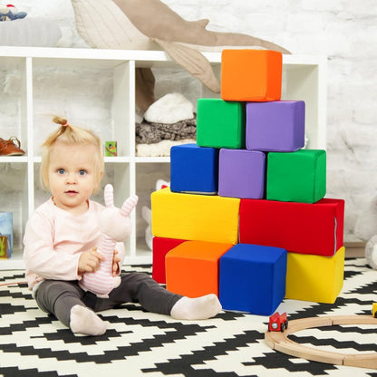 Foam Blocks for Toddlers 1-3, 5.5 inch Foam Soft Cubes for Kids, Colourful Building Blocks, Stacking Block Sets, Throwing Toys