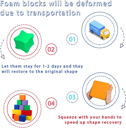 Foam Blocks for Toddlers 1-3, 5.5 inch Foam Soft Cubes for Kids, Colourful Building Blocks, Stacking Block Sets, Throwing Toys