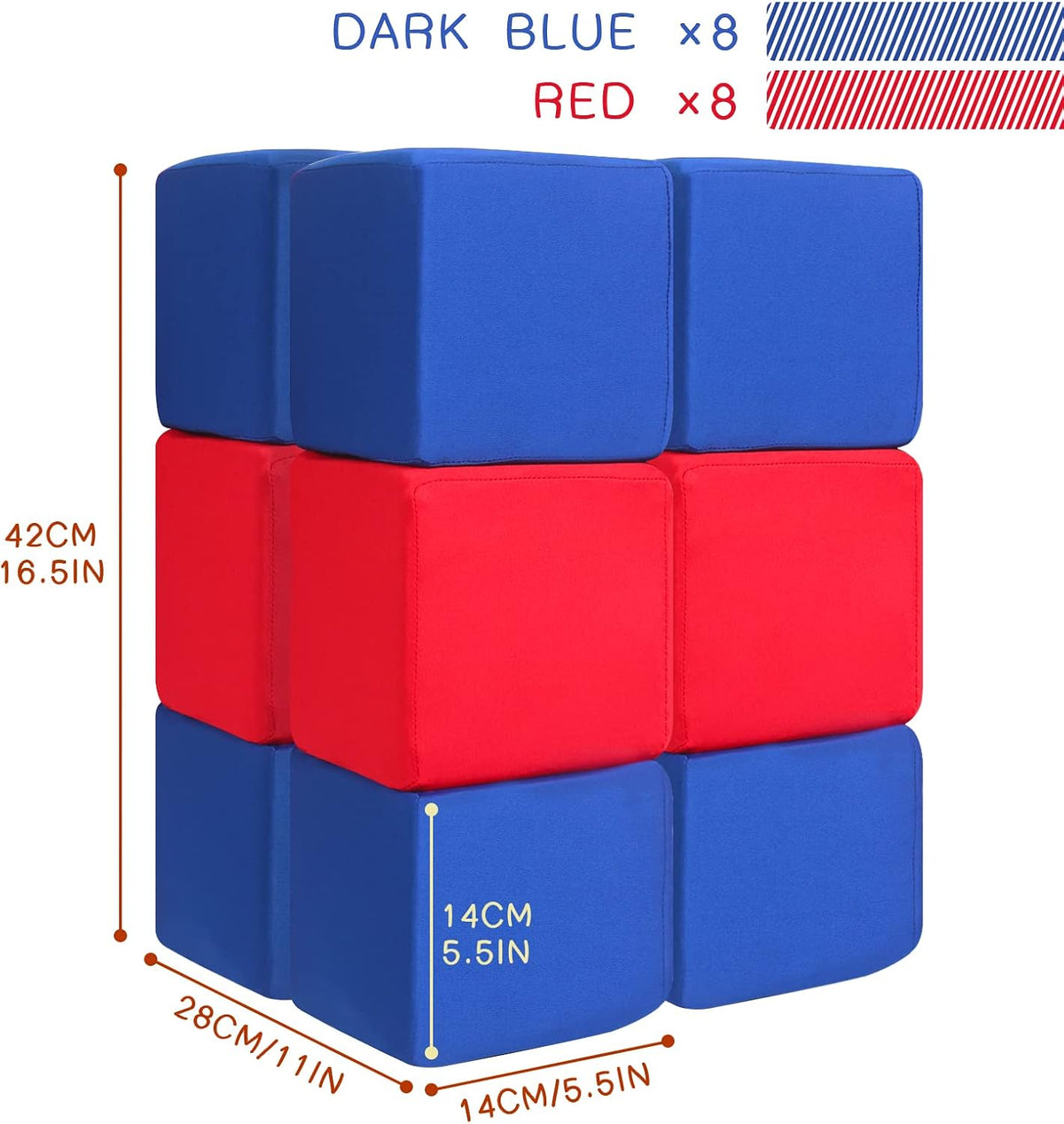 Foam Blocks for Toddlers 1-3, 5.5 inch Foam Soft Cubes for Kids, Colourful Building Blocks, Stacking Block Sets, Throwing Toys