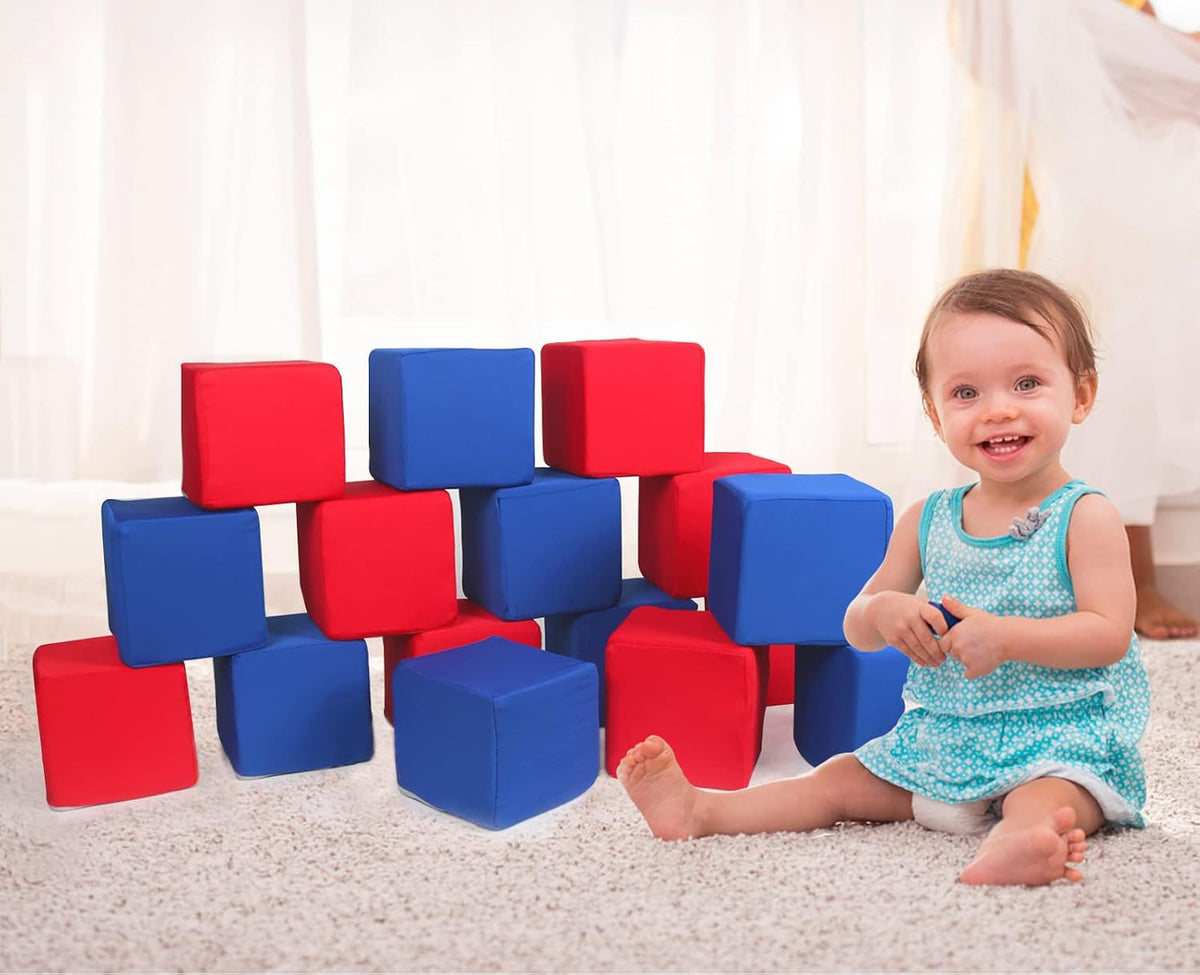 Foam Blocks for Toddlers 1-3, 5.5 inch Foam Soft Cubes for Kids, Colourful Building Blocks, Stacking Block Sets, Throwing Toys