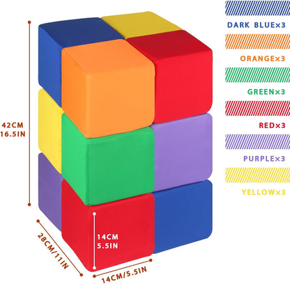 Foam Blocks for Toddlers 1-3, 5.5 inch Foam Soft Cubes for Kids, Colourful Building Blocks, Stacking Block Sets, Throwing Toys