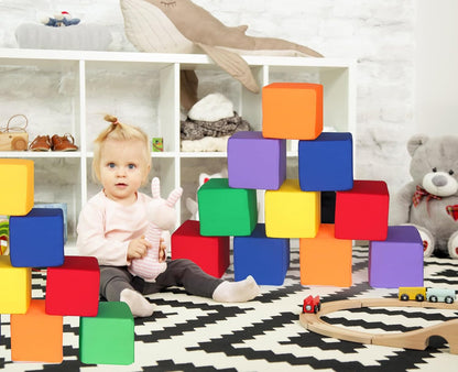 Foam Blocks for Toddlers 1-3, 5.5 inch Foam Soft Cubes for Kids, Colourful Building Blocks, Stacking Block Sets, Throwing Toys