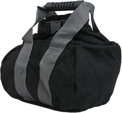 Adjustable Canvas Kettlebell Sandbag with Handle for Home Gym Strength Training, Portable Empty Weight Bag for Yoga Pilates Resistance Workout, Black