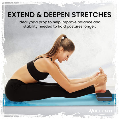 Gray Black Yoga Block Yoga Brick - Sold as Single EVA Foam Block, Bevelled Edge, Non-Slip, Latex-Free Block with a Workout Chart 9x6x4”