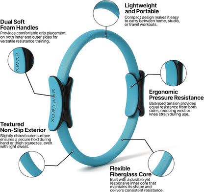 Magic Circle Pilates Ring 14.5'' | Fitness Bands Fabric 3-Levels | Mat Towels for Hot Pilates | Pilates Set, Starter Kit for Women,Yoga Set Equipment, Workout Bands'