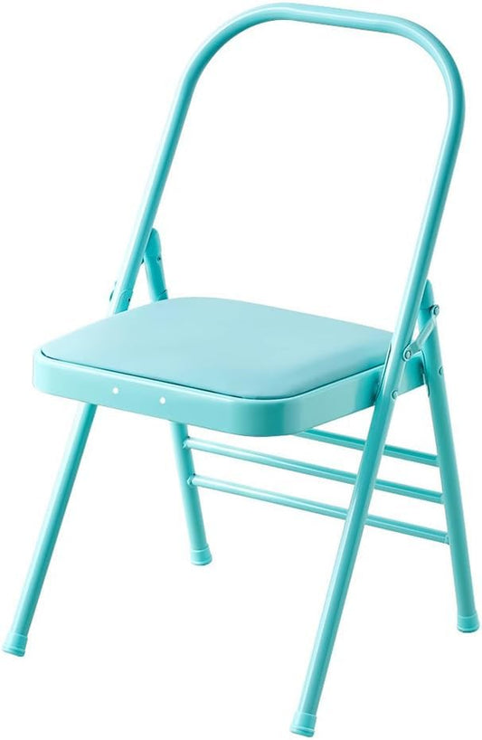 Foldable Yoga Auxiliary Chair for Adults, with a Load Capacity of 300 pounds, Iyengar Yoga Chair with Lumbar Support, Foldable Yoga Chair, Stable and Durable,Blue-No Lumbar Support, Nolumbarsupport