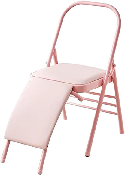 Foldable Yoga Auxiliary Chair for Adults, with a Load Capacity of 300 pounds, Iyengar Yoga Chair with Lumbar Support, Foldable Yoga Chair, Stable and Durable,Blue-No Lumbar Support, Nolumbarsupport